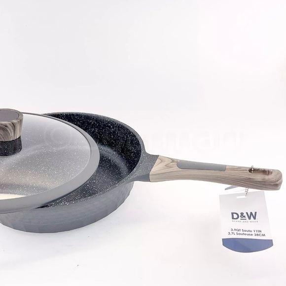 D&W 3.9 qt Deep Frying Pan Premium Nonstick Low Casserole With Lid 11” Cookware - Picture 5 of 8